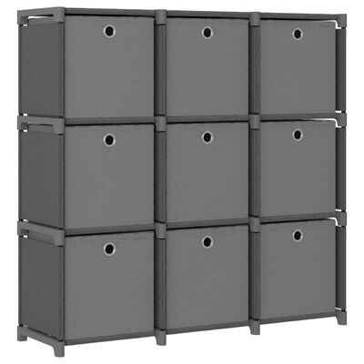 vidaXL 9-Cube Display Shelf with Boxes Gray 40.6"x11.8"x42.3" Fabric