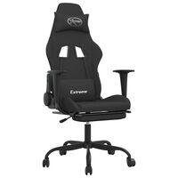vidaXL Massage Gaming Chair with Footrest Black Fabric