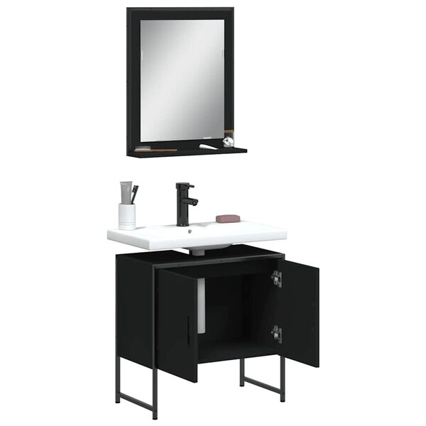 vidaXL Bathroom Cabinet Set Black