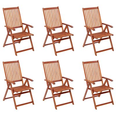 vidaXL Folding Patio Chairs 6 pcs Solid Acacia Wood
