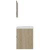 vidaXL Bathroom Furniture Set White and Sonoma Oak Engineered Wood, Ceramic