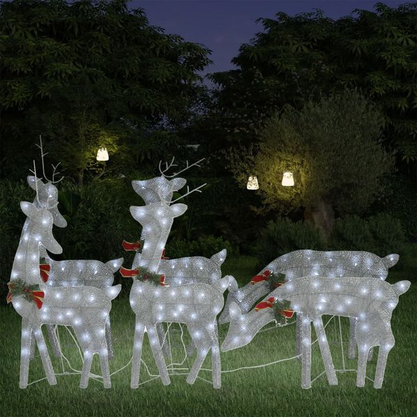 vidaXL Christmas Reindeer Set of 6 Silver Fabric Large