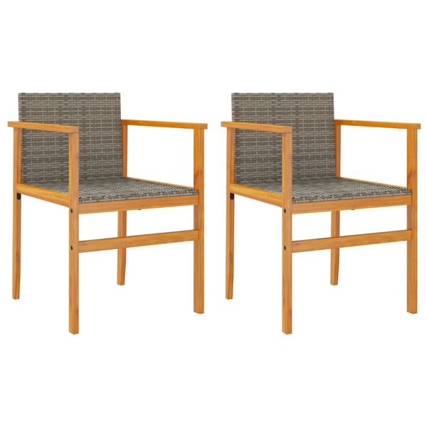 vidaXL Garden Chair Gray PE rattan, solid acacia wood, powder-coated steel