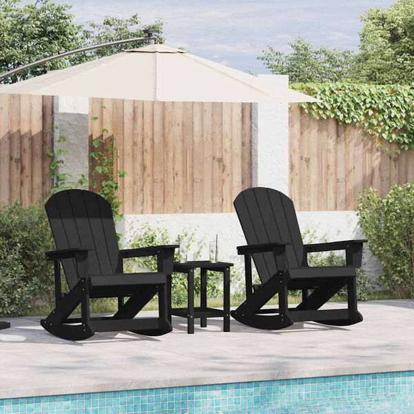 vidaXL Garden Lounge Set 3 pcs Black HDPE