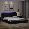vidaXL Bed Frame with LED without Mattress "Hvar" Black and White 72"x83.9"