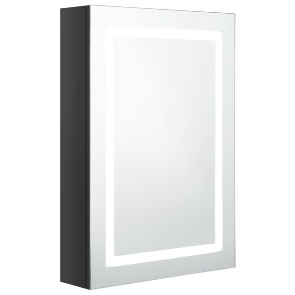 vidaXL Bathroom Cabinet Shining Black MDF with melamine finish, glass