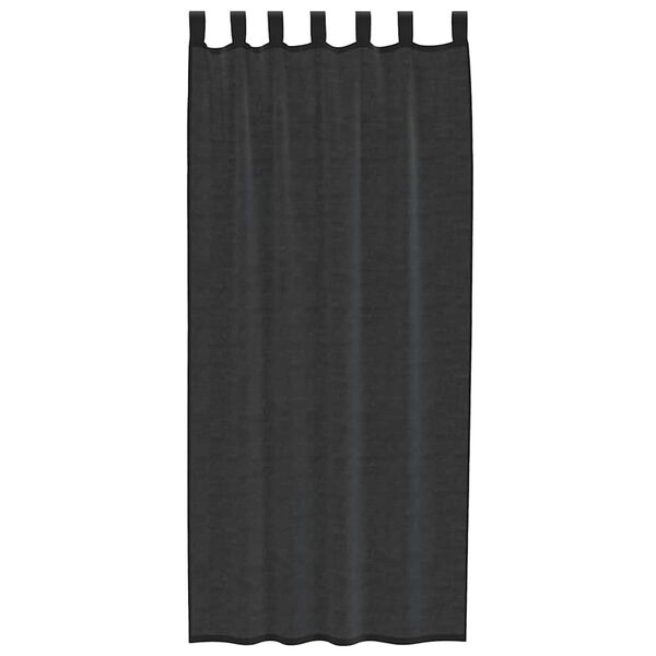 vidaXL Voile Curtains with Tab Top 2 pcs Black