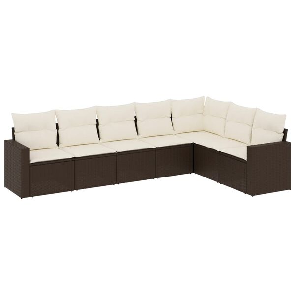 vidaXL Garden Sofa Set Brown and cream white