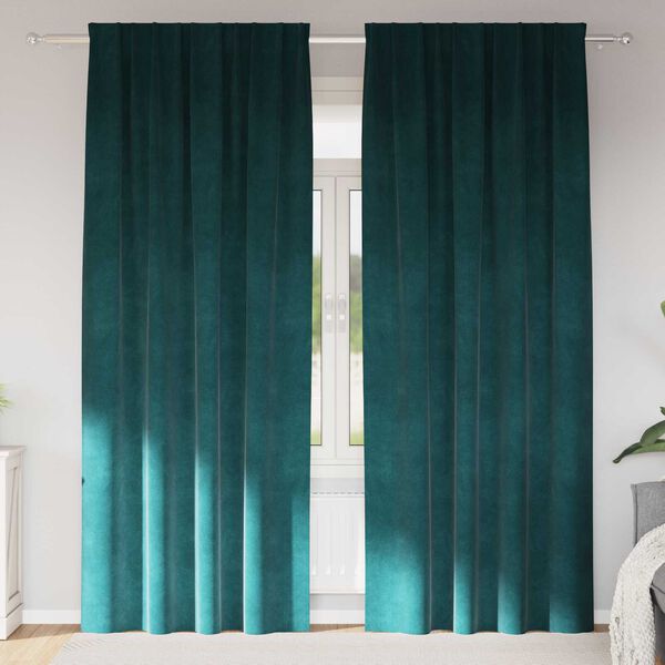 vidaXL Blackout Curtains 2 pcs Dark Green 55.12 x 96.46 in Velvet