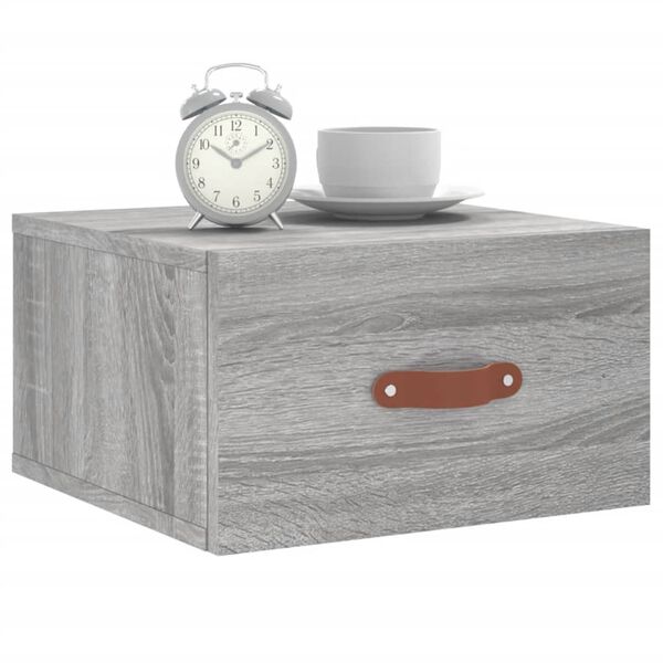 vidaXL Wall-mounted Bedside Cabinet Set of 2 Gray Sonoma Engineered wood