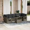 vidaXL Garden Sofa Set Grey PE Rattan Large Garden Sofa Set