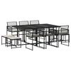 vidaXL Garden Dining Set Black table and chairs PE rattan Large Foldable