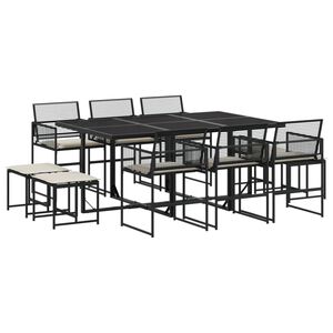 vidaXL Garden Dining Set Black table and chairs PE rattan Large Foldable