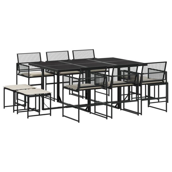 vidaXL Garden Dining Set Black table and chairs PE rattan Large Foldable