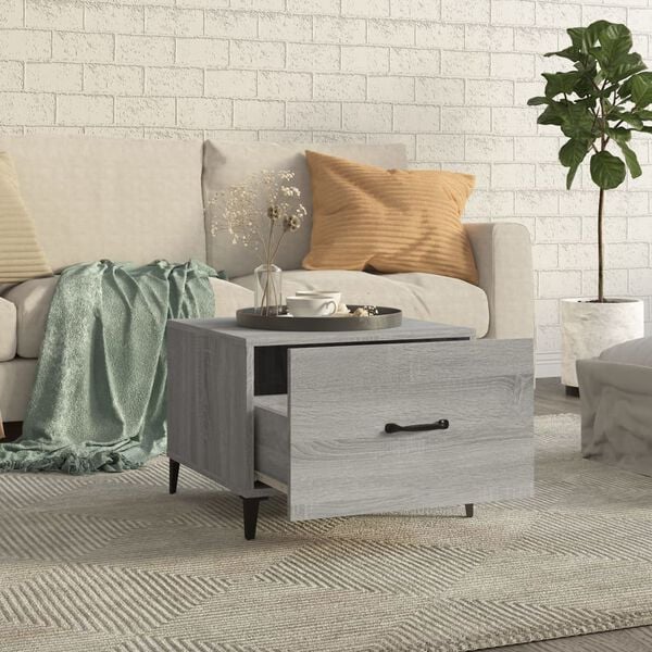 vidaXL Coffee Table Set of 2 Grey Sonoma Engineered wood, Metal Medium