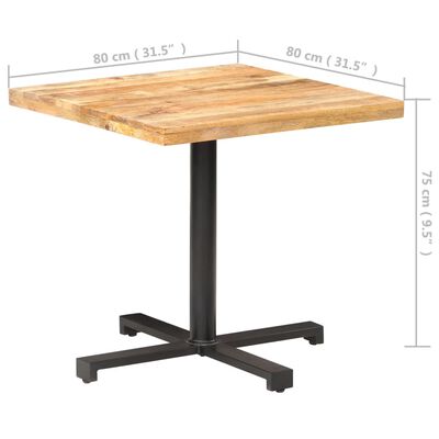 vidaXL Bistro Table Square 31.4"x31.4"x29.5" Rough Mango Wood