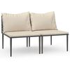 vidaXL Garden Middle Sofa Set of 2 Grey with Beige Cushions