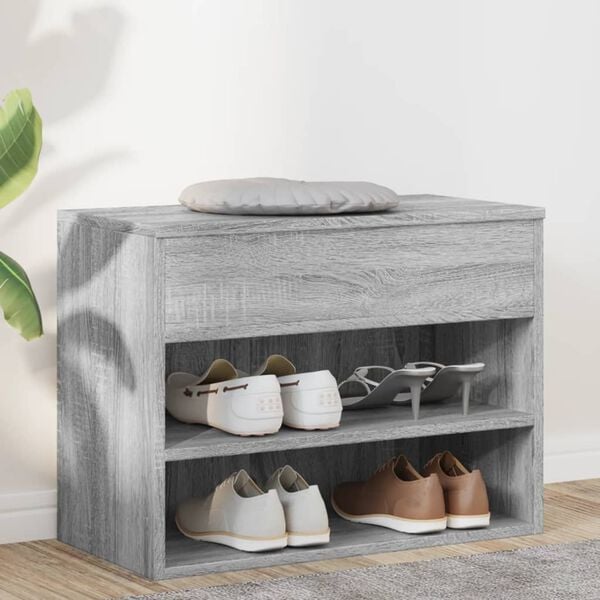 vidaXL Shoe Bench Grey Sonoma Engineered Wood Small Shoe Bench