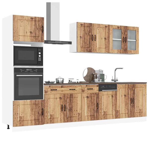 vidaXL Kitchen Cabinet Set Old wood Engineered wood, Glass Large
