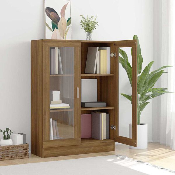 vidaXL Vitrine Cabinet Brown Oak Engineered wood 45.3 in high