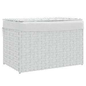 vidaXL Laundry Basket with Lid White 21.9x13.8x13.4" Poly Rattan