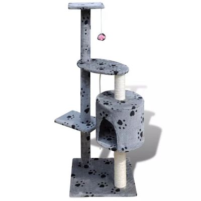 Cat Tree Scratching Post 45" 1 Condo Gray with Paw Prints