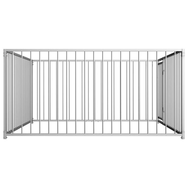 vidaXL Dog Kennel Silver Steel 78.7x78.7x39.4 in Durable Dog Kennel