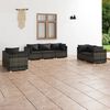 vidaXL Garden Lounge Set Grey PE rattan, powder-coated steel, plastic