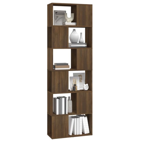 vidaXL Book Cabinet Brown oak Engineered wood 23.6x9.4x73.2 in