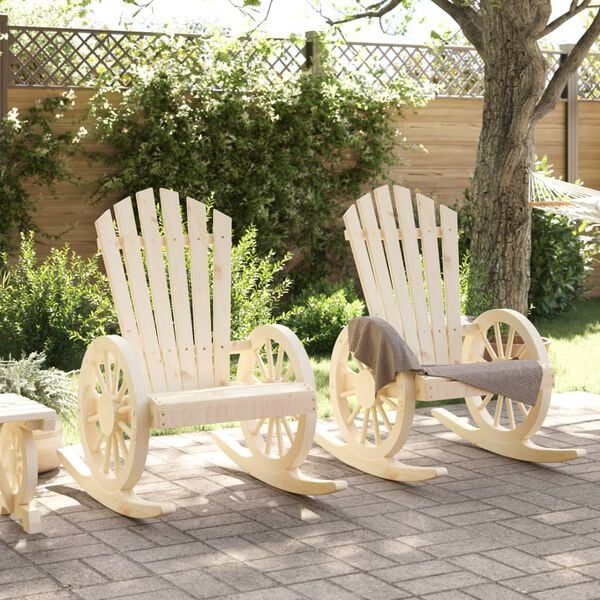 vidaXL Rocking Adirondack Chair Set of 2 Wood Brown Solid Fir Wood