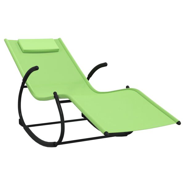 vidaXL Rocking Sun Loungers 2 pcs Green Steel and Textilene