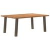 vidaXL Dining Table Light brown Solid oak wood, Powder-coated steel Large