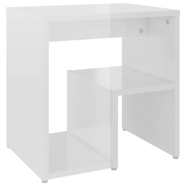 vidaXL Bed Cabinet Set of 2 High gloss white Engineered wood