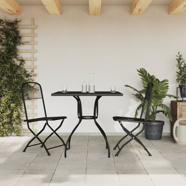 vidaXL Garden Dining Set Anthracite Expanded metal mesh Compact Foldable