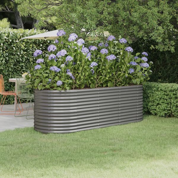 vidaXL Garden Raised Bed Grey Powder-coated steel Large Durable