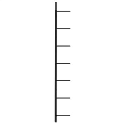 Tall vertical wall rack with a central spine and several evenly spaced horizontal bottle slots protruding on both sides.