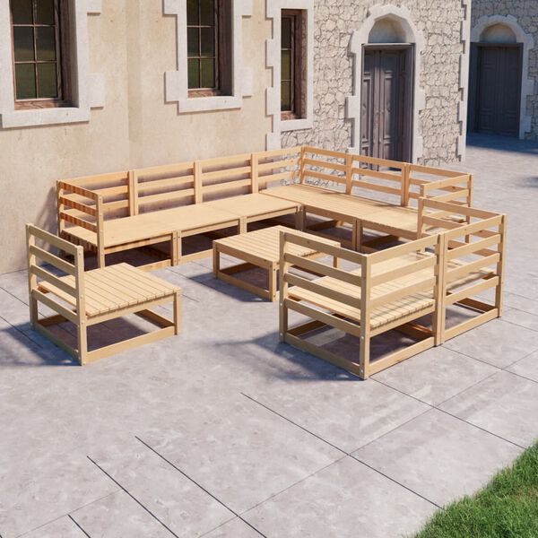 vidaXL Garden Lounge Set Natural Pine Solid Pinewood Medium Modular