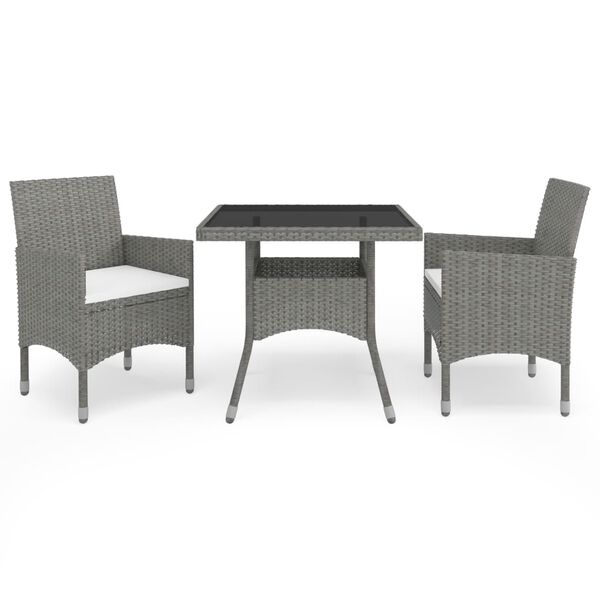 vidaXL Dining Set Grey Poly Rattan Small Removable Covers Dining Set