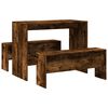 vidaXL Dining Table And Bench Set Smoked oak Engineered wood Compact