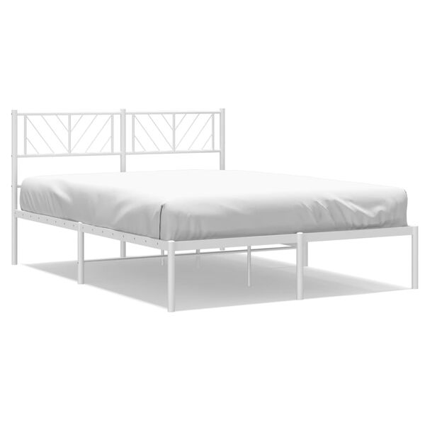 vidaXL Metal Bed Frame White Steel 47.2 x 78.7 in Metal Bed Frame