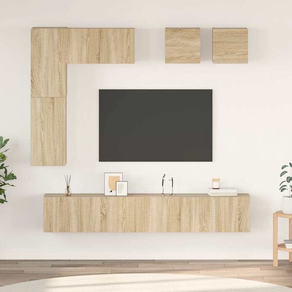 vidaXL TV Cabinet Set Set of 8 Sonoma oak Engineered wood Medium