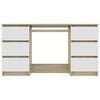 vidaXL Writing Desk White and Sonoma Oak Engineered Wood Writing Desk