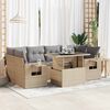 vidaXL Garden Sofa Set Beige PE Rattan, Powder-Coated Steel, Tempered Glass