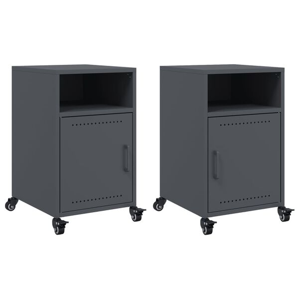vidaXL Bedside Cabinet Set of 2 Anthracite Cold-rolled steel