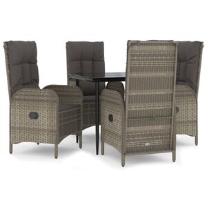 vidaXL Garden Dining Set Black and Grey