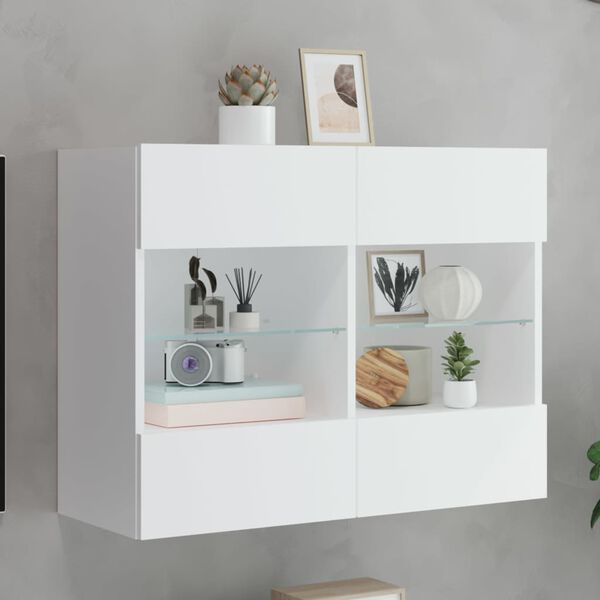 vidaXL TV Wall Cabinet White Engineered wood, Glass Medium