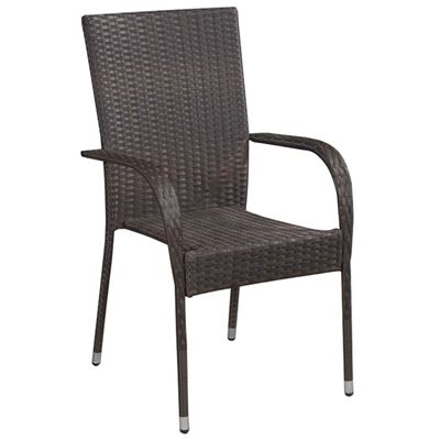Vidaxl Stackable Patio Chairs 2 Pcs, Stacking Rattan Dining Chairs