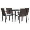 vidaXL Outdoor Dining Set Brown, Black, Cream White
