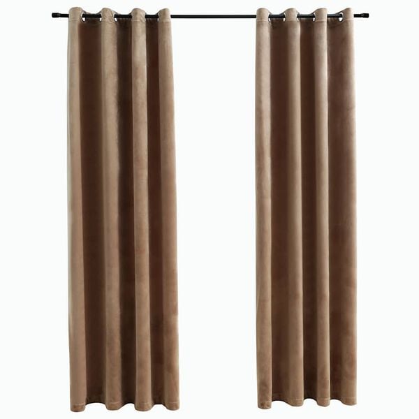 vidaXL Blackout Curtains with Rings 2 pcs Beige 54"x84" Velvet