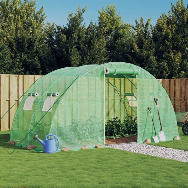 vidaXL Greenhouse Green Polyethylene, galvanized steel Large